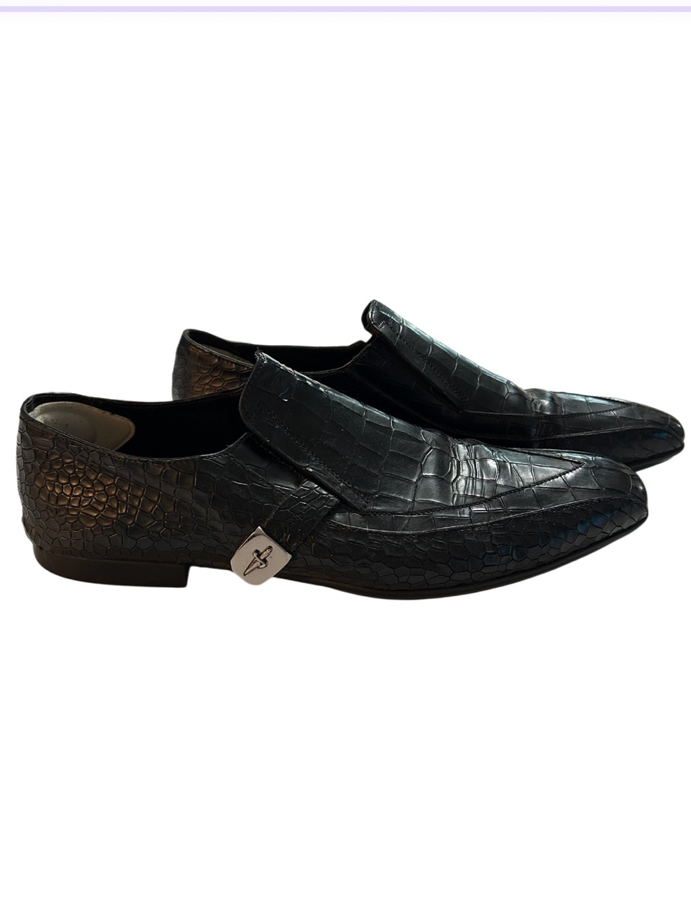Cesare Paciotti 44304 Croc Embossed Leather Italian Loafer Dagger-Logo US 9/IT 8